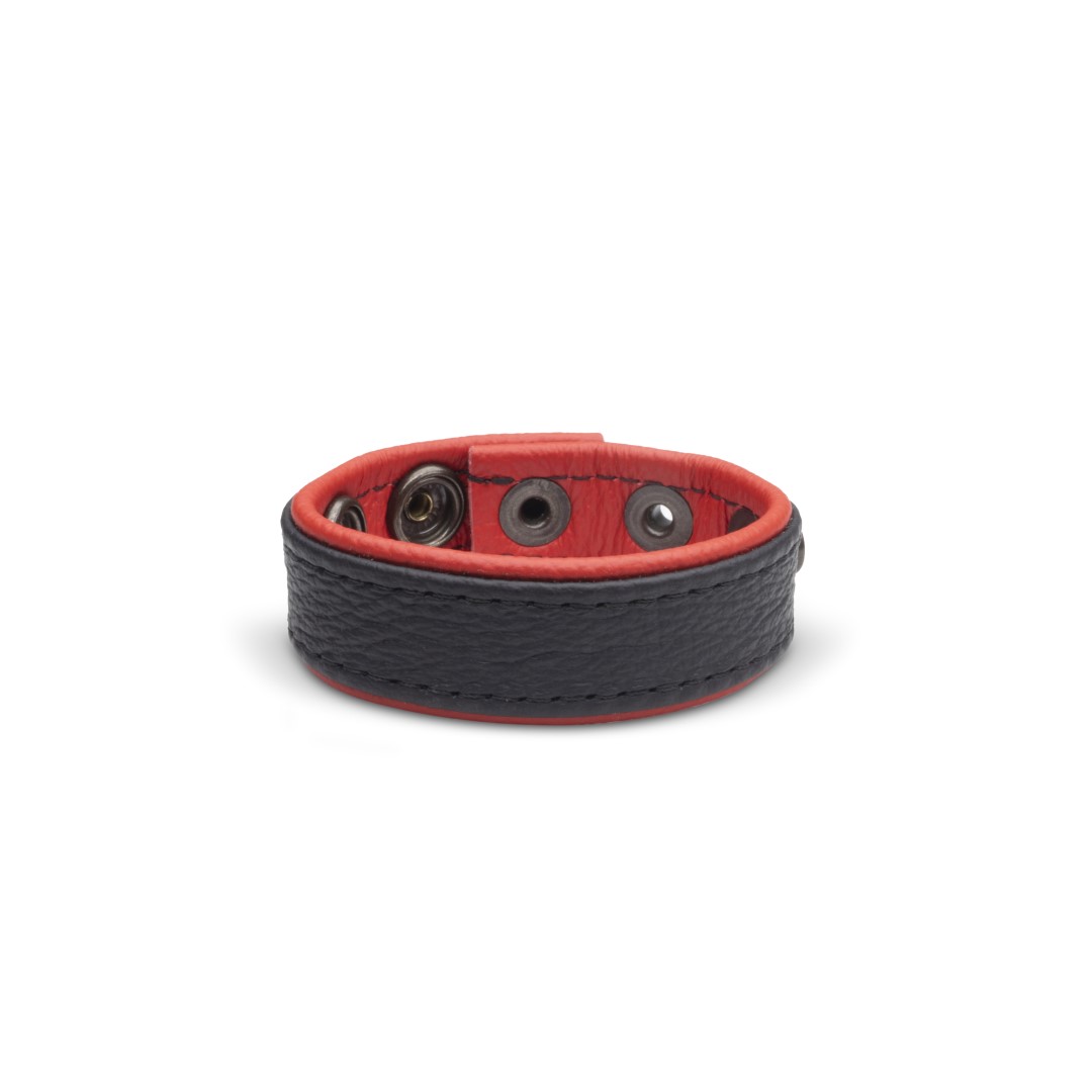Soft Leder Cockring Schwarz/Red