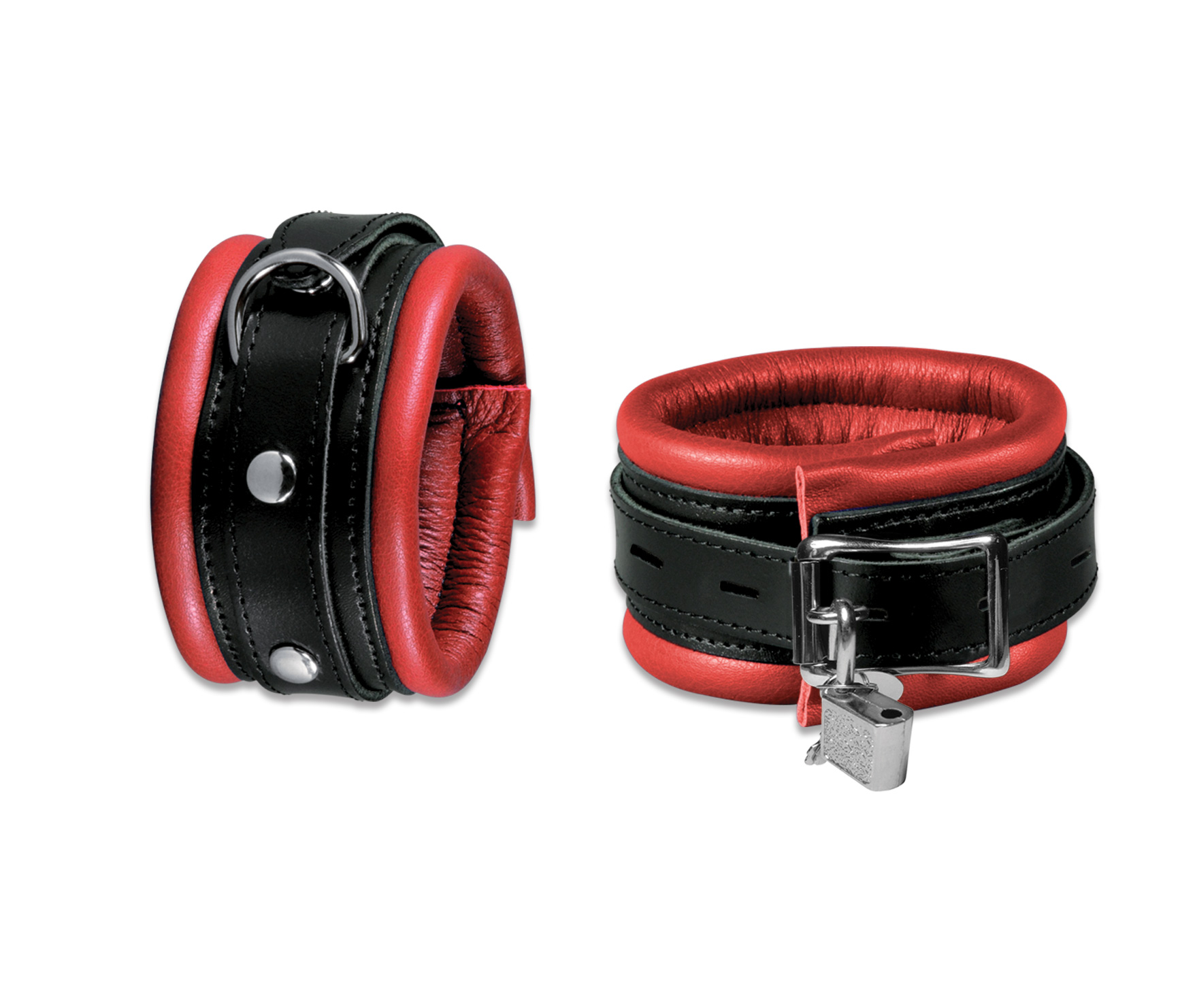 High Quality - Fussfesseln schmal rot abschließbar