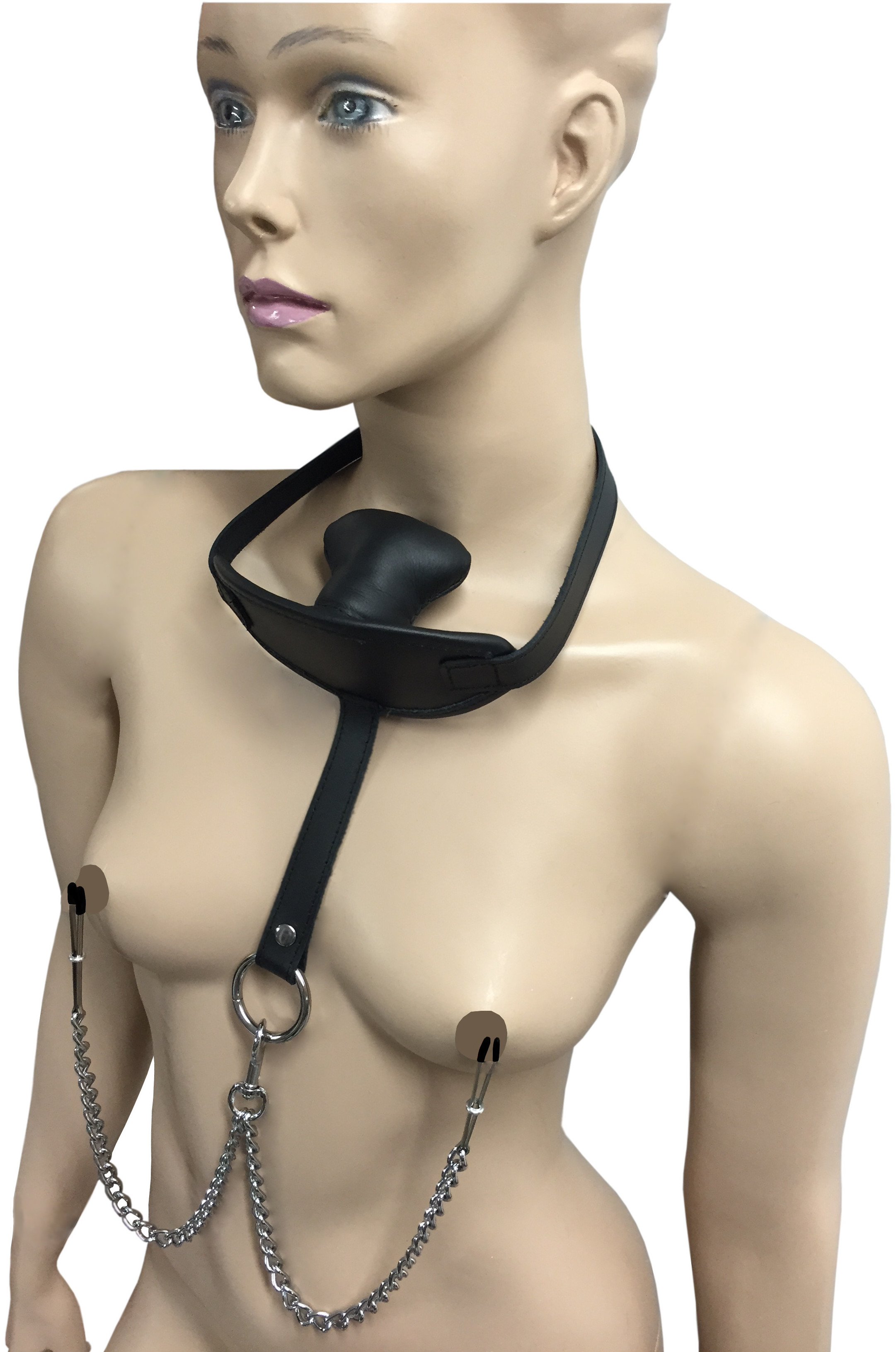 Mundknebel mit weichem Innenknebelball und abnehmbarer Kette mit Pinzette