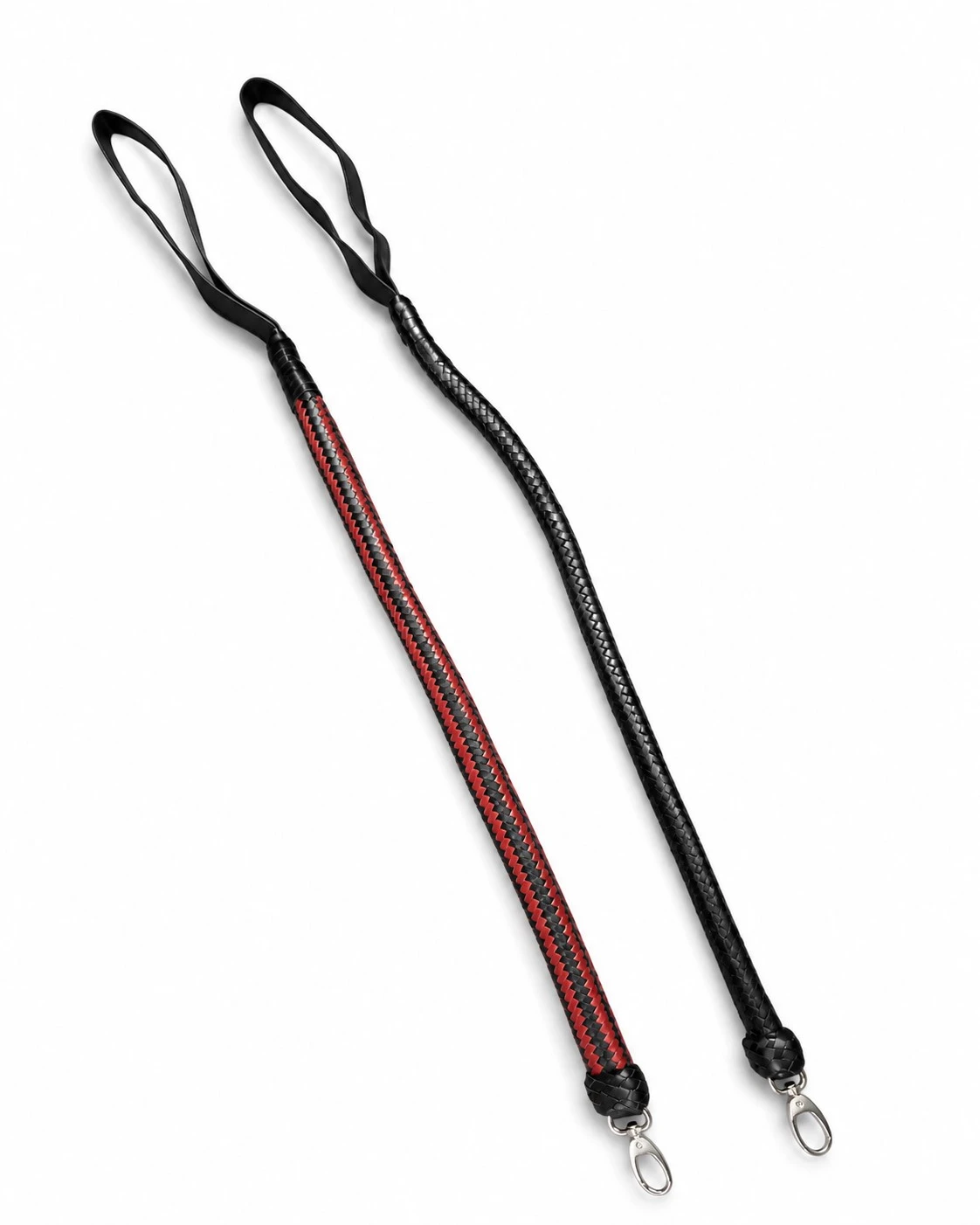 "Dual-Lead" Leder-Peitsche in rot-schwarz, auch als Führleine nutzbar!